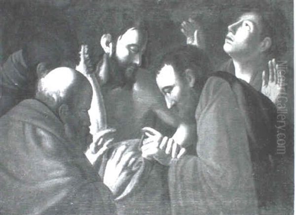 The Doubting Of Thomas Oil Painting by Michaelangelo Merisi Da Caravaggio