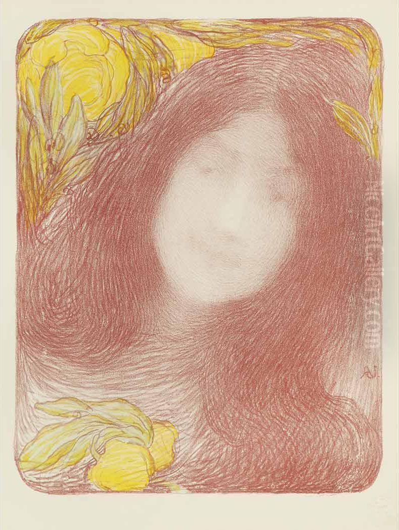 Sous Les Fleurs Oil Painting by Edmond-Francois Aman-Jean