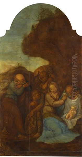 The Adoration Of The Shepherds Oil Painting by Polidoro Da Caravaggio (Caldara)