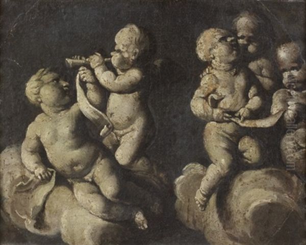 Les Putti Musiciens Oil Painting by Polidoro Da Caravaggio (Caldara)