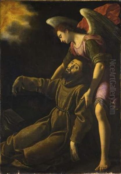 Saint Francois D'assise, Soutenu Par Un Ange Apres Avoir Recu Les Stigmates Oil Painting by Lodovico Cardi Cigoli