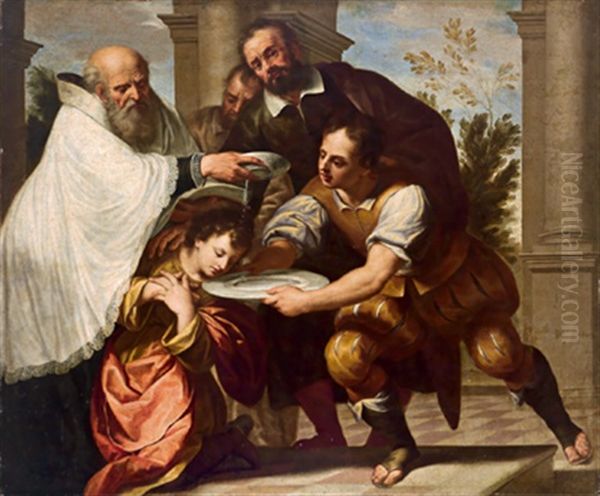 Die Taufe Eines Knaben Oil Painting by Lodovico Cardi Cigoli