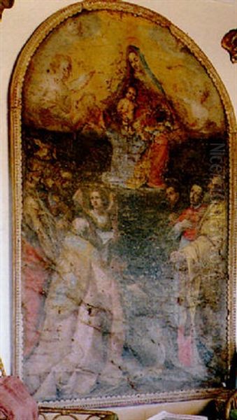 Madonna Con Bambino E I Santi Matteo, Giovannni Battista, (agostino?), Farancesco D'assisi, Carlo Borromeo E Un Altro Santo Oil Painting by Lodovico Cardi Cigoli