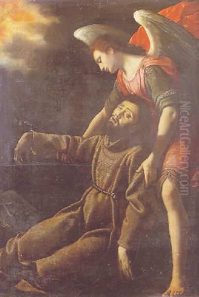 Saint Francois D'assise Soutenu Par Un Ange Recevant Les Stigmates Oil Painting by Lodovico Cardi Cigoli