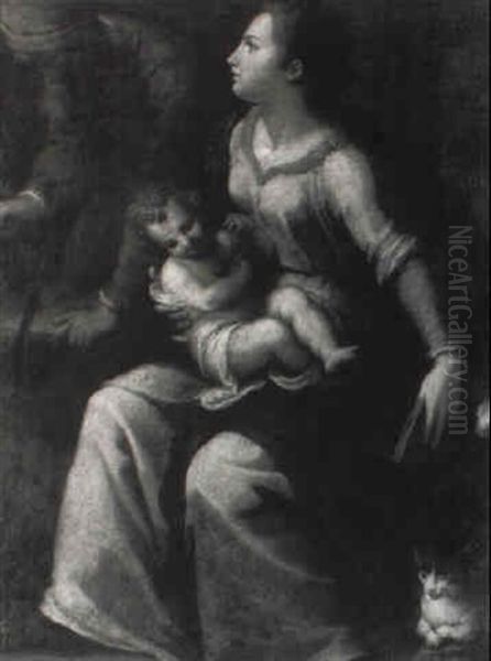 Holy Family With A Cat Oil Painting by Lodovico Cardi Cigoli