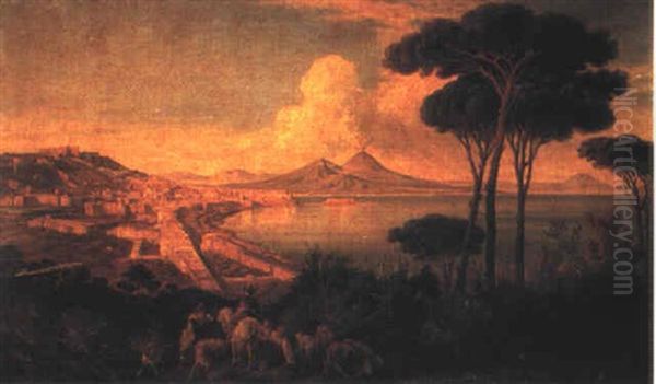 An Extensive View Of The Bay Of Naples Oil Painting by Consalvo Carelli