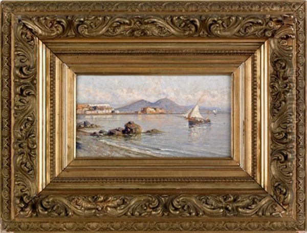 Coastal Scenes (pair) Oil Painting by Giuseppe Carelli
