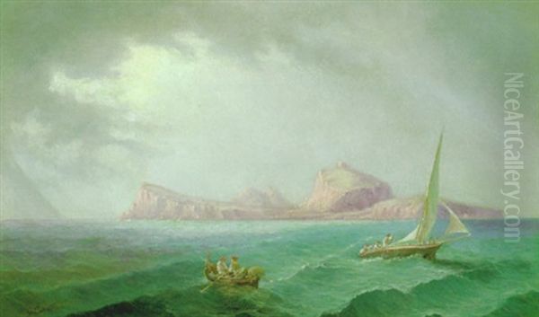 Fischerboote Vor Der Insel Capri Oil Painting by Giuseppe Carelli