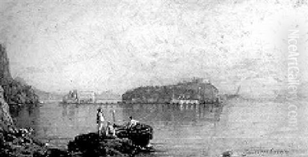 Pescatori A Riva Oil Painting by Giuseppe Carelli