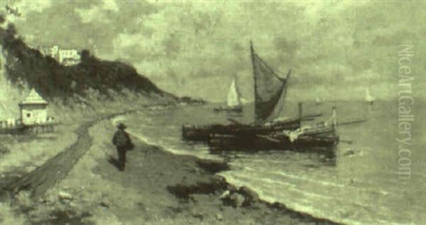 On The Coast, Capri Oil Painting by Giuseppe Carelli