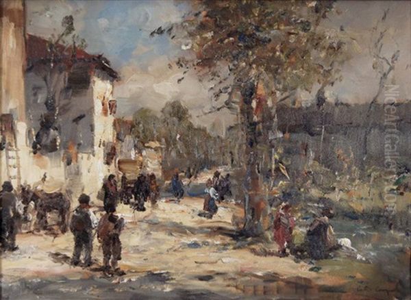 Una Borgata Di Selva Del Montello Oil Painting by Vittore Antonio Cargnel