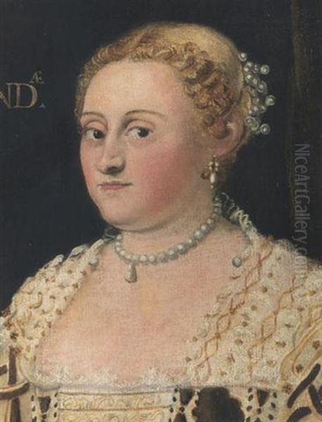 Ritratto Di Donna A Mezzo Busto Oil Painting by Giovanni Cariani