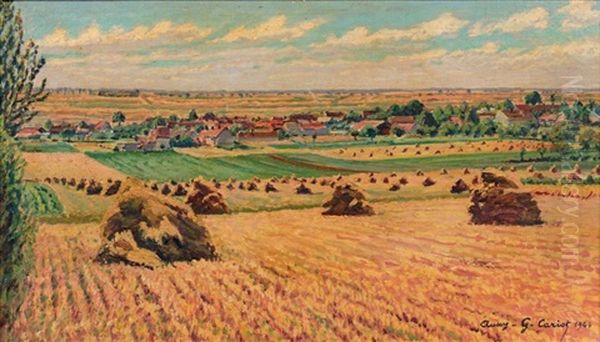 Auxy, Les Meules, 1944 Oil Painting by Gustave Cariot
