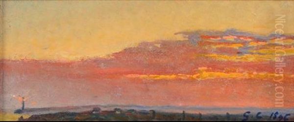 Sunset At The Coast Oil Painting by Gustave Cariot