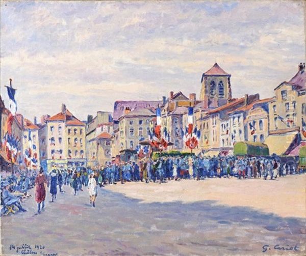 Fete Du 14 Juillet 1920 A Chalons Sur Marne Oil Painting by Gustave Cariot