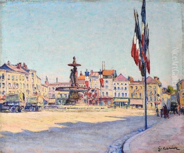 Matin Du 14 Juillet 1920 A Chalons Sur Marne Oil Painting by Gustave Cariot