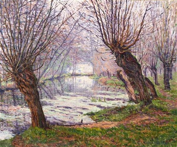 Trees Near The River Oil Painting by Gustave Cariot