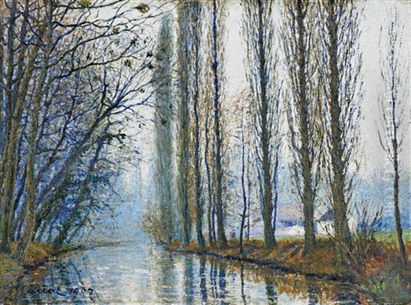 Fruhlingstag An Einem Franzosischen Kanal Oil Painting by Gustave Cariot