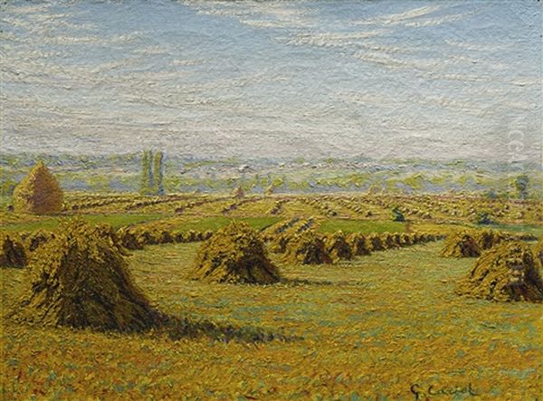 Champs Apres La Moisson Aux Environs De Perigny-sur-yerres Oil Painting by Gustave Cariot