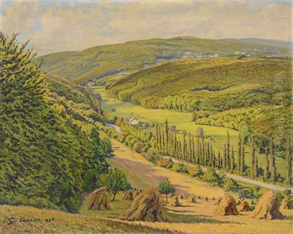 Haystacks In The Valley Oil Painting by Gustave Cariot