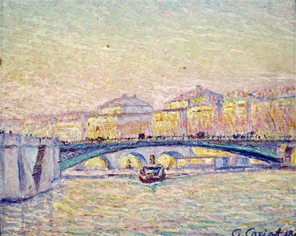 Vue Du Pont D'arcole Oil Painting by Gustave Cariot