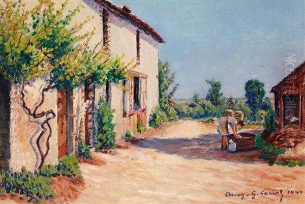 Cour De Ferme A Auxy Oil Painting by Gustave Cariot
