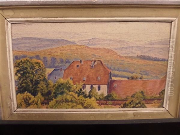 Village Oil Painting by Gustave Cariot