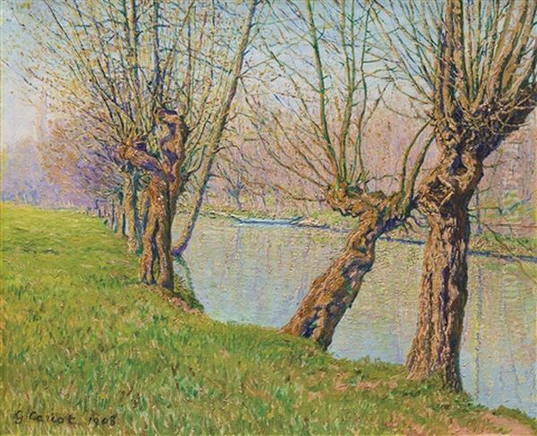 Les Saules Au Bord De La Riviere Oil Painting by Gustave Cariot