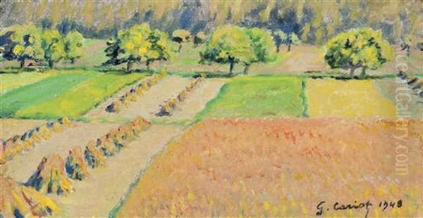 Les Champs De Ble Oil Painting by Gustave Cariot