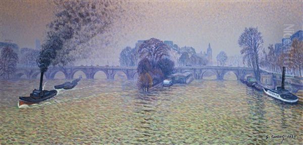 Peniche Sur La Seine Oil Painting by Gustave Cariot