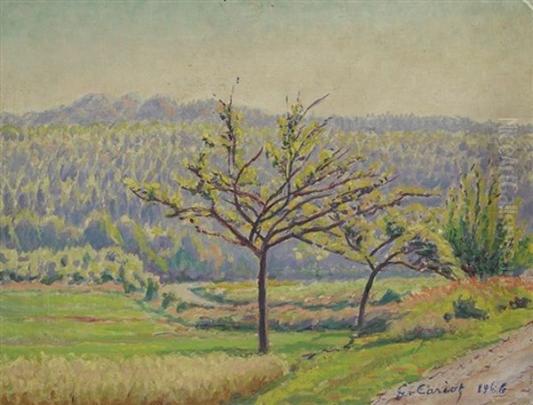 Prairies Et Foret A Georgenborn Oil Painting by Gustave Cariot