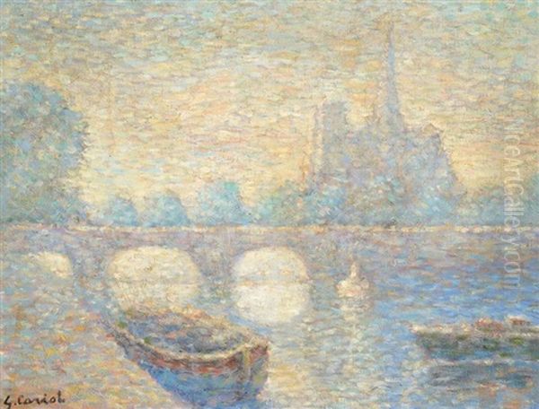 La Seine Et Notre Dame De Paris Oil Painting by Gustave Cariot