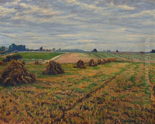 Les Meules De Foin Oil Painting by Gustave Cariot