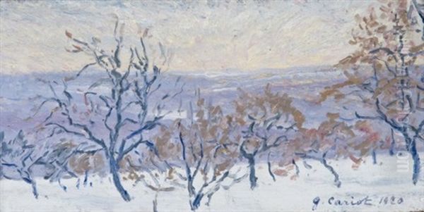 Neige D'automne, A Georgenborn, Allemagne (study) Oil Painting by Gustave Cariot