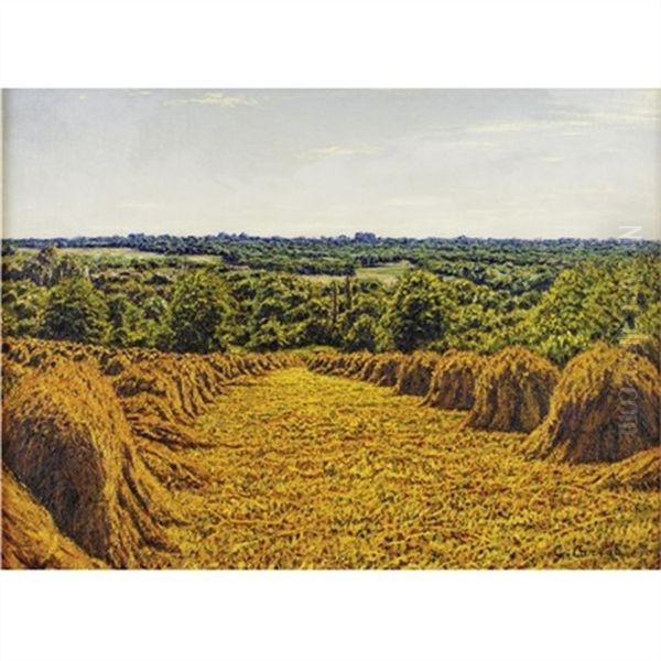 Les Champs De Ble (thermidor No. 411) Oil Painting by Gustave Cariot