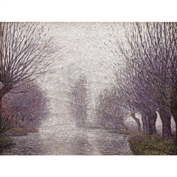 Les Saules Mauves A La Bief Du Moulin Oil Painting by Gustave Cariot
