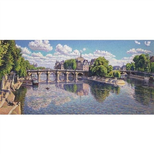 Le Pont-neuf, Entre 14 Heures Et 15 Heures Oil Painting by Gustave Cariot
