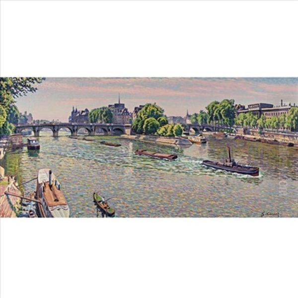 Paris, Serie Du Pont Neuf, Entre 12h00 Et 13h00 Oil Painting by Gustave Cariot