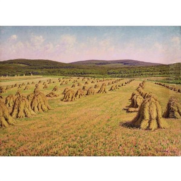 Les Champs De Ble Oil Painting by Gustave Cariot