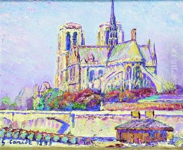 Paris, Notre-dame, Vue Du Port Aux Vins, 1 H Apres-midi, Automne Oil Painting by Gustave Cariot