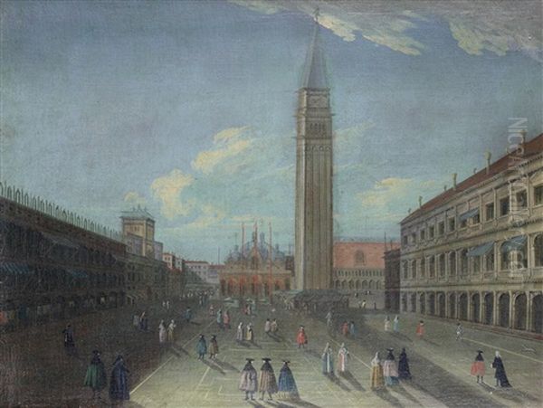 The Piazza San Marco With The Campanile, Venice Oil Painting by Luca Carlevarijs
