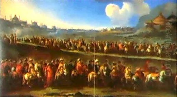 Triumphaler Einzug Eines Turkischen Sultans... Oil Painting by Luca Carlevarijs