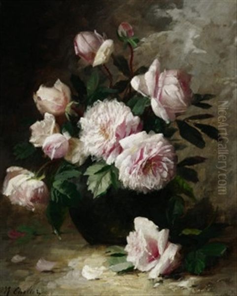 Rosenstilleben Oil Painting by Modeste Carlier