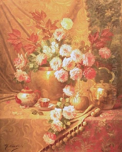 Cascading Roses Oil Painting by Modeste Carlier