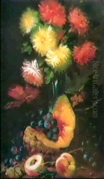 Blommor I Vas Samt Frukter Oil Painting by Modeste Carlier