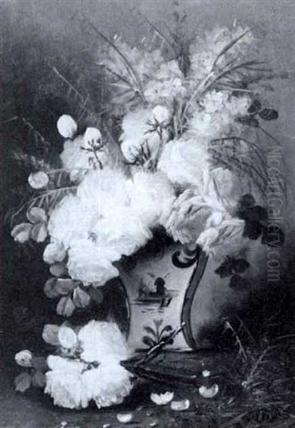 Still Life With Roses And Spring Blossom In A Dutch Vase Oil Painting by Modeste Carlier