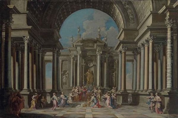 Solomon Sacrificing To Idols Oil Painting by Alberto Carlieri