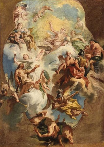 Hercules Being Guided By Wisdom To The Olymp Oil Painting by Carlo Innocenzo Carlone