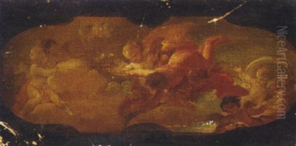 An Allegorical Scene: A Modello For A Ceiling Painting Oil Painting by Carlo Innocenzo Carlone