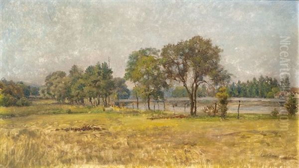 Bords De Seine Oil Painting by Mario Cornilleau Raoul Carl-Rosa